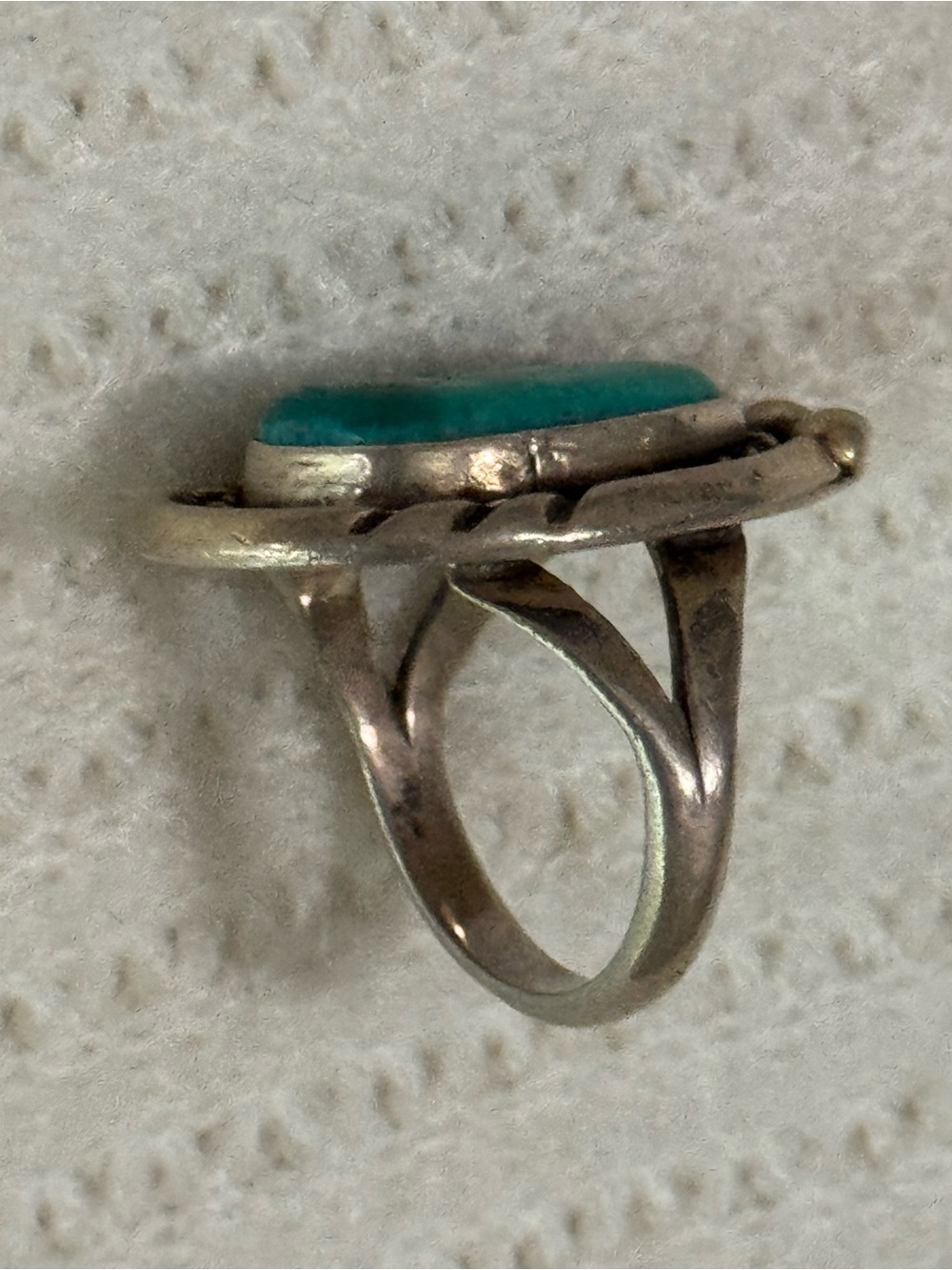 Vintage Navajo Daniel Benally Sterling Silver Green Turquoise Ring Size 6 - Picture 4 of 5